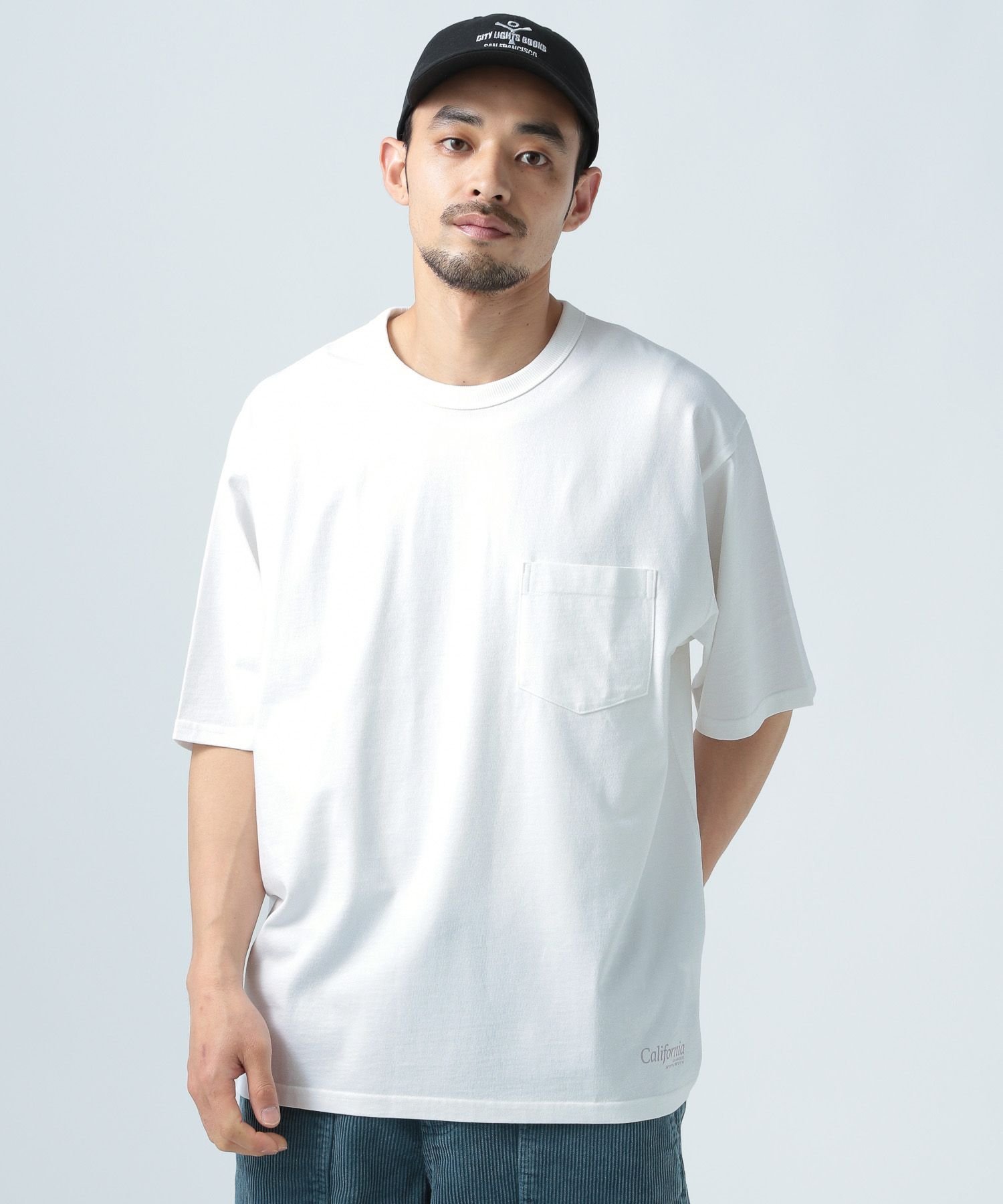 フェードウォッシュポケットTシャツ ベイフロー トップス カットソー・Tシャツ カーキグリーン ブルー ホワイト グレー