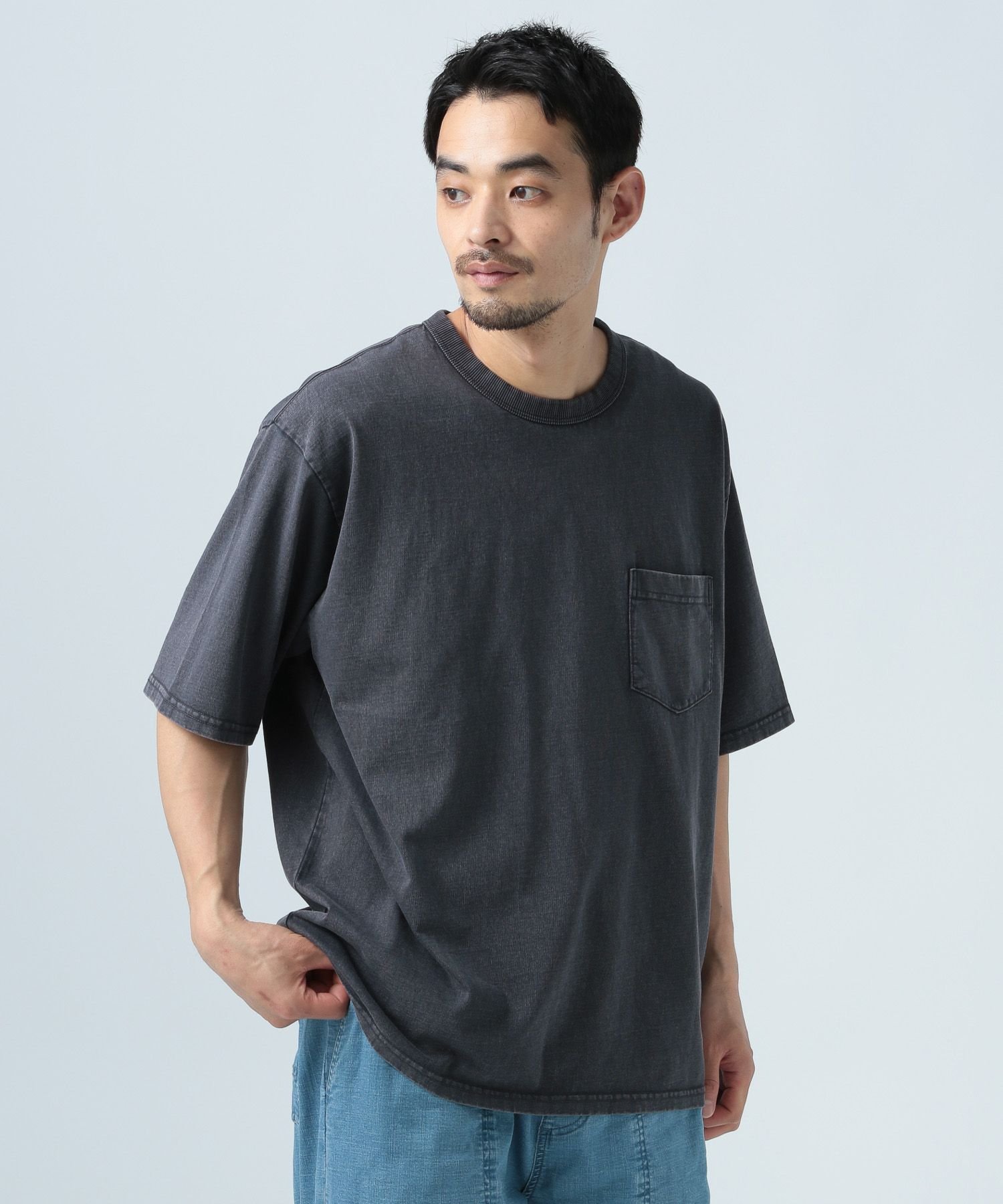 フェードウォッシュポケットTシャツ ベイフロー トップス カットソー・Tシャツ カーキグリーン ブルー ホワイト グレー
