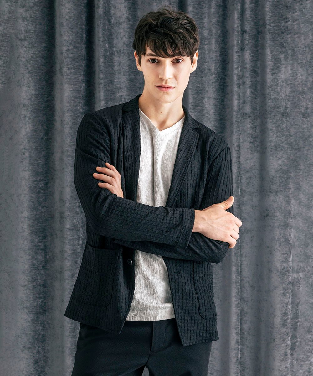 MK MICHEL KLEIN homme 【洗える/ストレッチ】クラフトヨウリュウジャケット ミッシェルクランオム スーツ・フォーマル スーツジャケット ブラック【送料無料】
