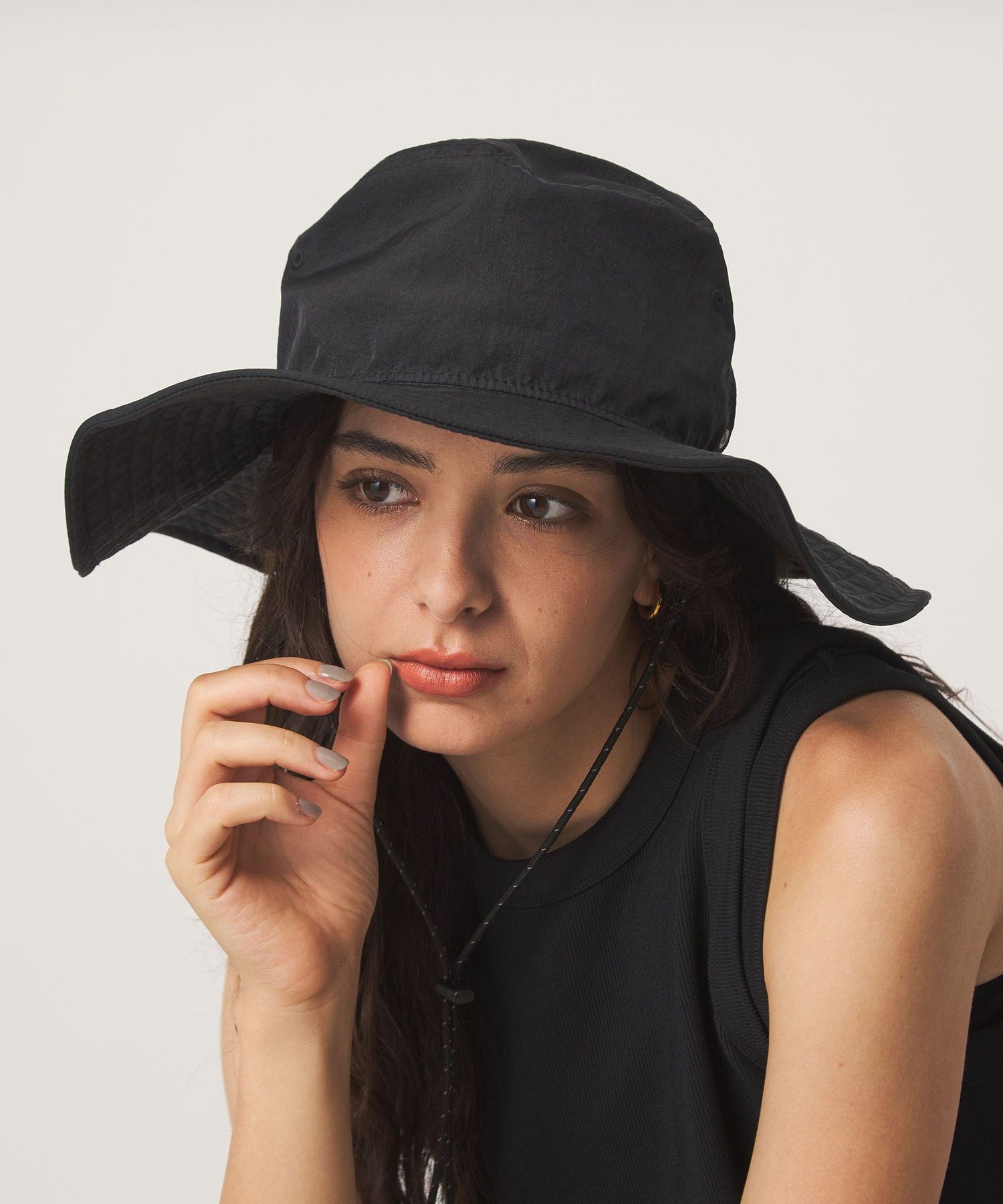 UNITED ARROWS green label relaxing ＜スタイリスト 兵藤千尋さんコラボ・NEW ERA＞ブリムハット UVカット 撥水 ユナイテッドアローズ グリーンレーベルリラクシング 帽子 ハット ブラック【送料無料】