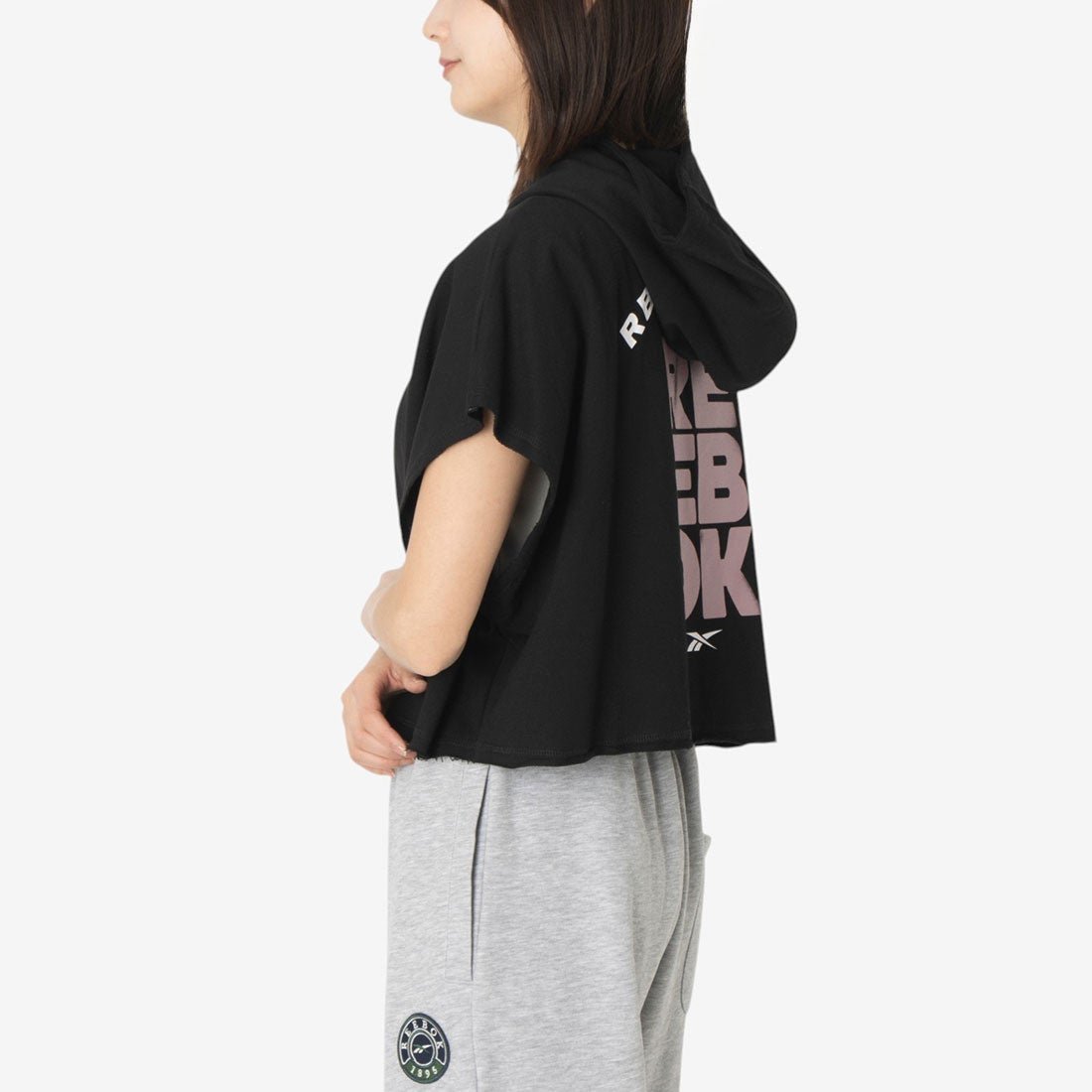 ラックス グラフィック スリーブレス フーディー / LUX GRAPHIC SLEEVELESS HOODIE リーボック トップス パーカー・フーディー ブラック グレー