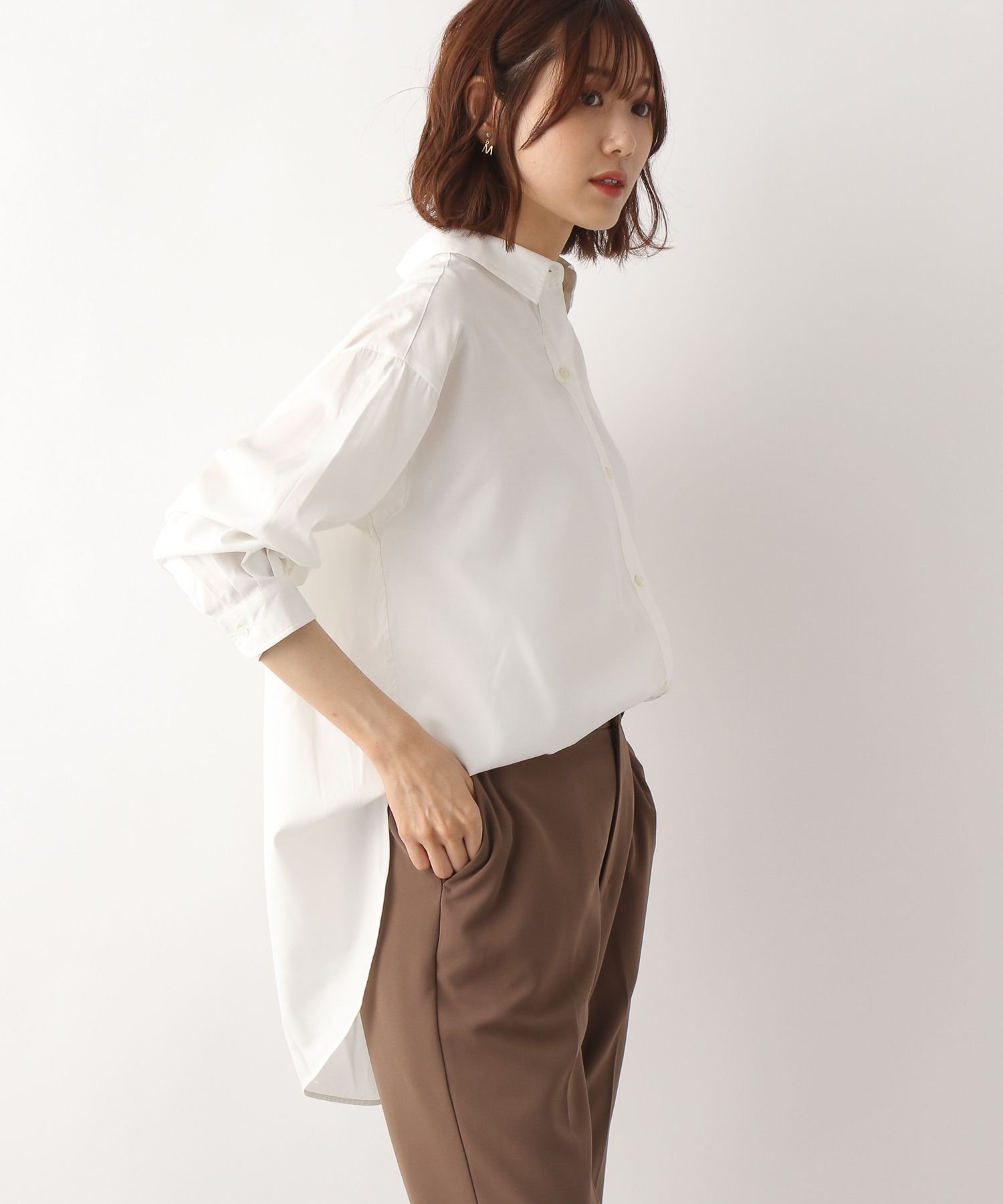 【SALE／50%OFF】GLOBAL WORK (W)365ニチ/マイスタイルシャツ グローバルワーク トップス シャツ・ブラウス ホワイト オレンジ グリーン グレー ピンク ブラウン ブラック ネイビーのサムネイル