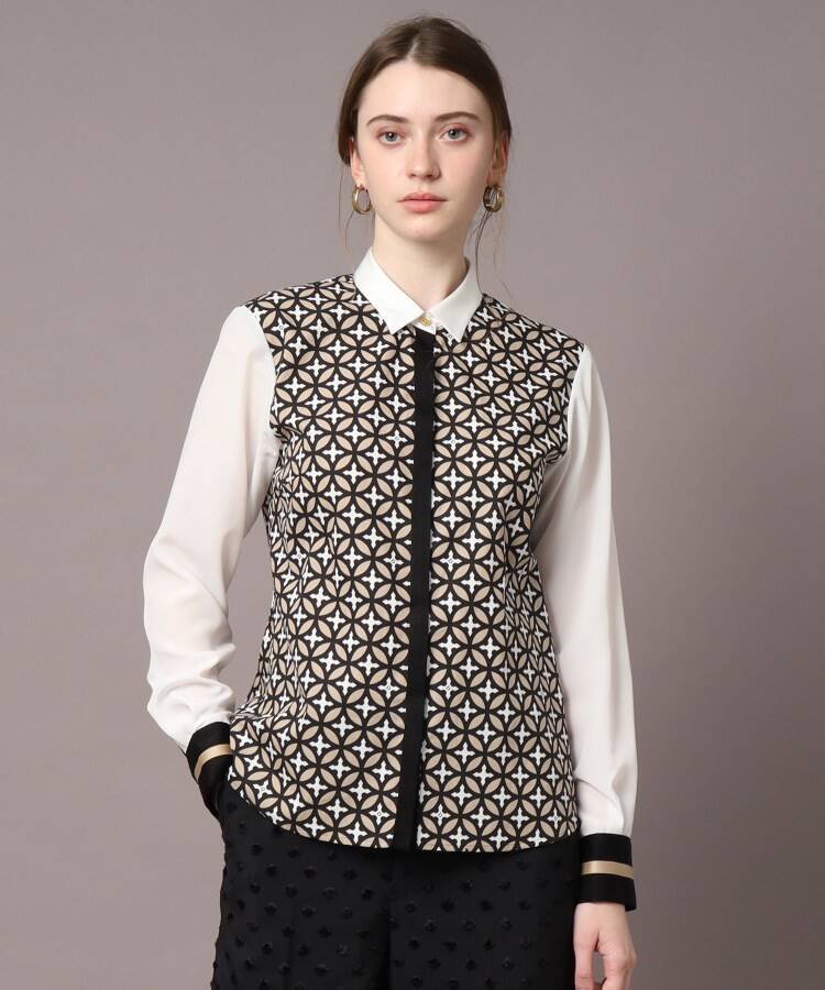 DRESSTERIOR 【otonaMUSE5月号掲載】【セットアップ可】オーバーラップサークルシャツ ドレステリア トップス シャツ・ブラウス ブラウン【送料無料】のサムネイル