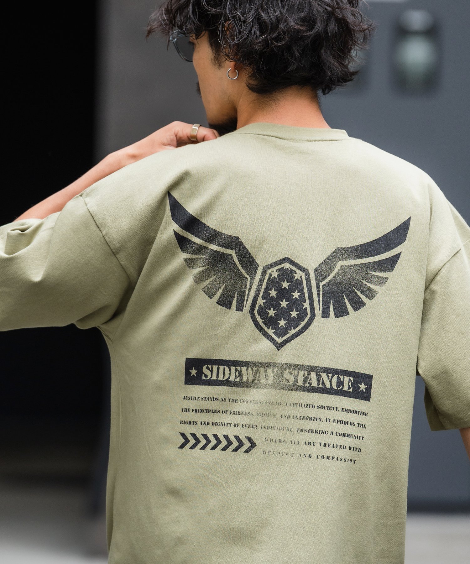 SIDEWAY STANCE SIDEWAY STANCE サイドウェイスタンス AF ミリタリー 半袖Tシャツ インプローブス トップス カットソー・Tシャツ ブラック ホワイト カーキグリーン
