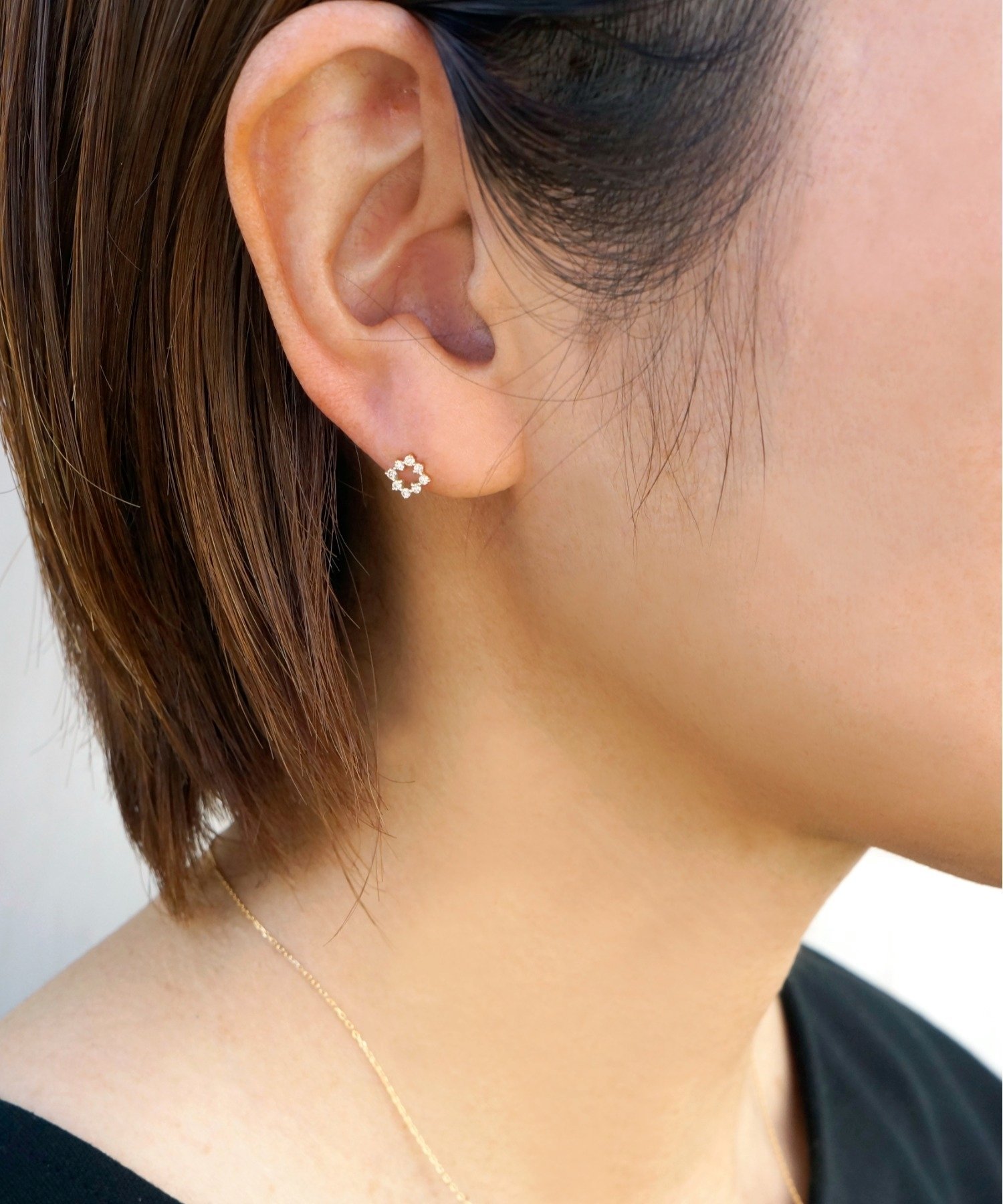 anq. 「anq.」K10・Snowflake ダイヤモンド0.16ct ポストピアス クークロワッサン アクセサリー・腕時計 ピアス【送料無料】