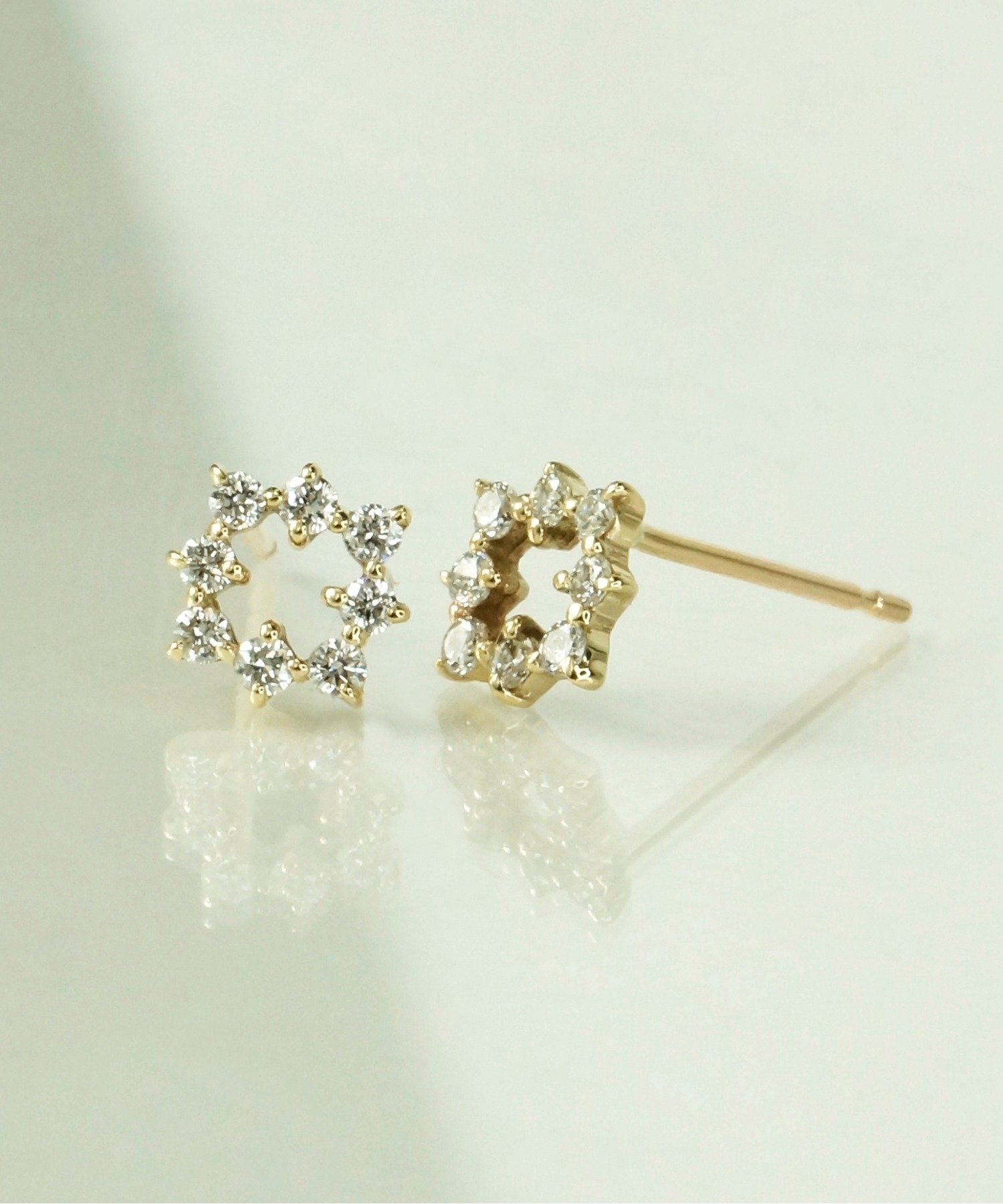 anq. 「anq.」K10・Snowflake ダイヤモンド0.16ct ポストピアス クークロワッサン アクセサリー・腕時計 ピアス【送料無料】