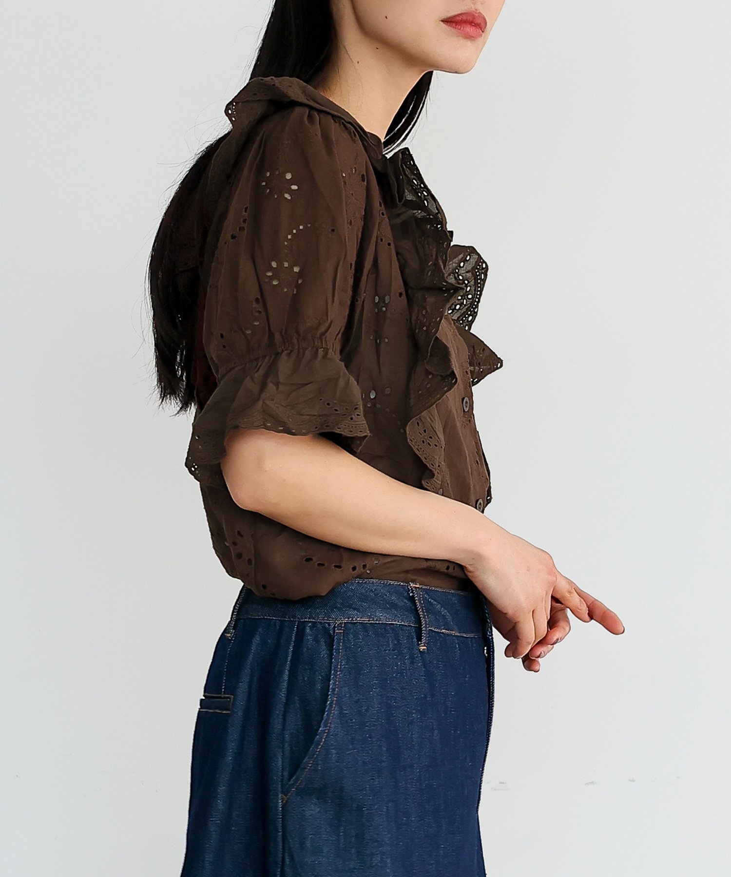【SALE／66%OFF】aroco 刺繍スカラップレースフリルブラウス ヴィータフェリーチェ...