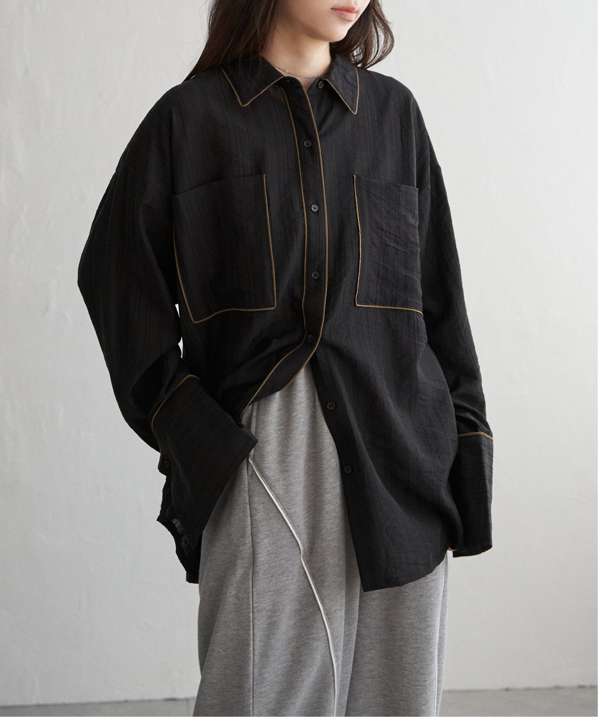 VENCE share style Ladys ストライプビックカフスシャツ ヴァンス エクスチェンジ トップス シャツ・ブラウス ホワイト ブラウン ブルー ブラック