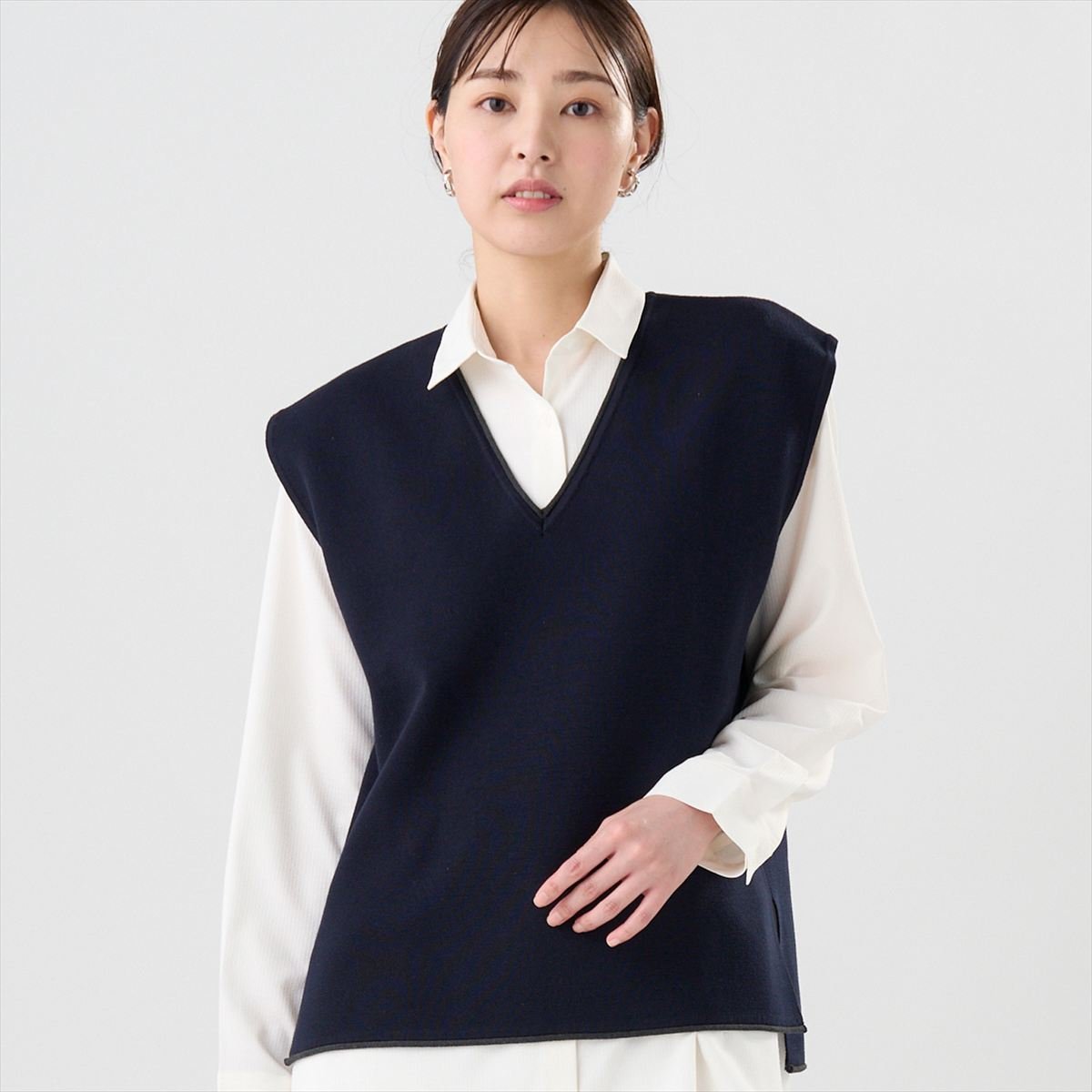 BRICK HOUSE by Tokyo Shirts ニット 12Gミラノ配色 ベスト 長袖 レディース BL05J500DE50V00-20 トー..