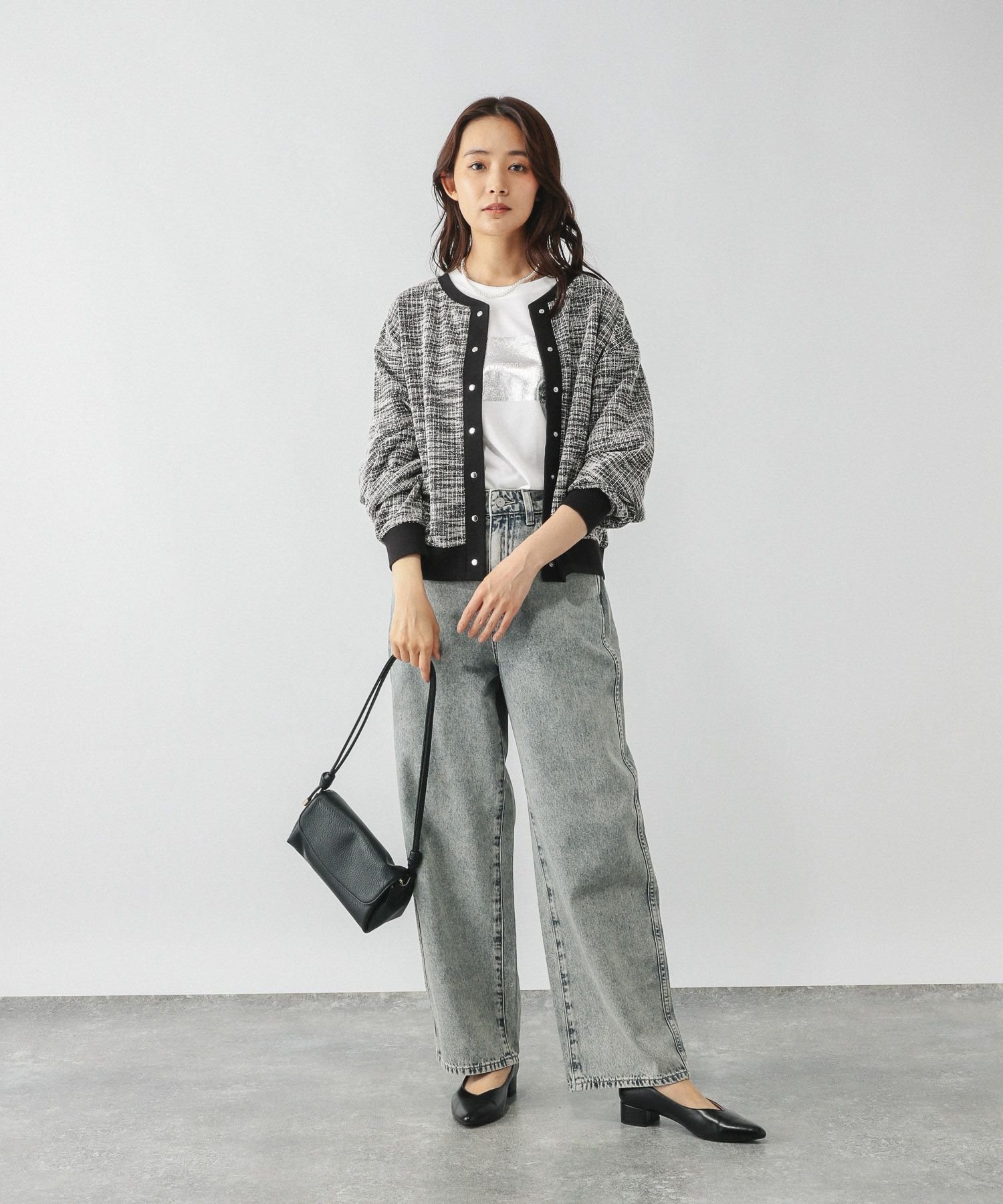 【SALE／50%OFF】GLOBAL WORK ツイードライク2WAYカーディガン/598015 グローバルワーク トップス カーディガン ブラック グレー stylife-15283838 Rakuten Fashion サンプル画像3