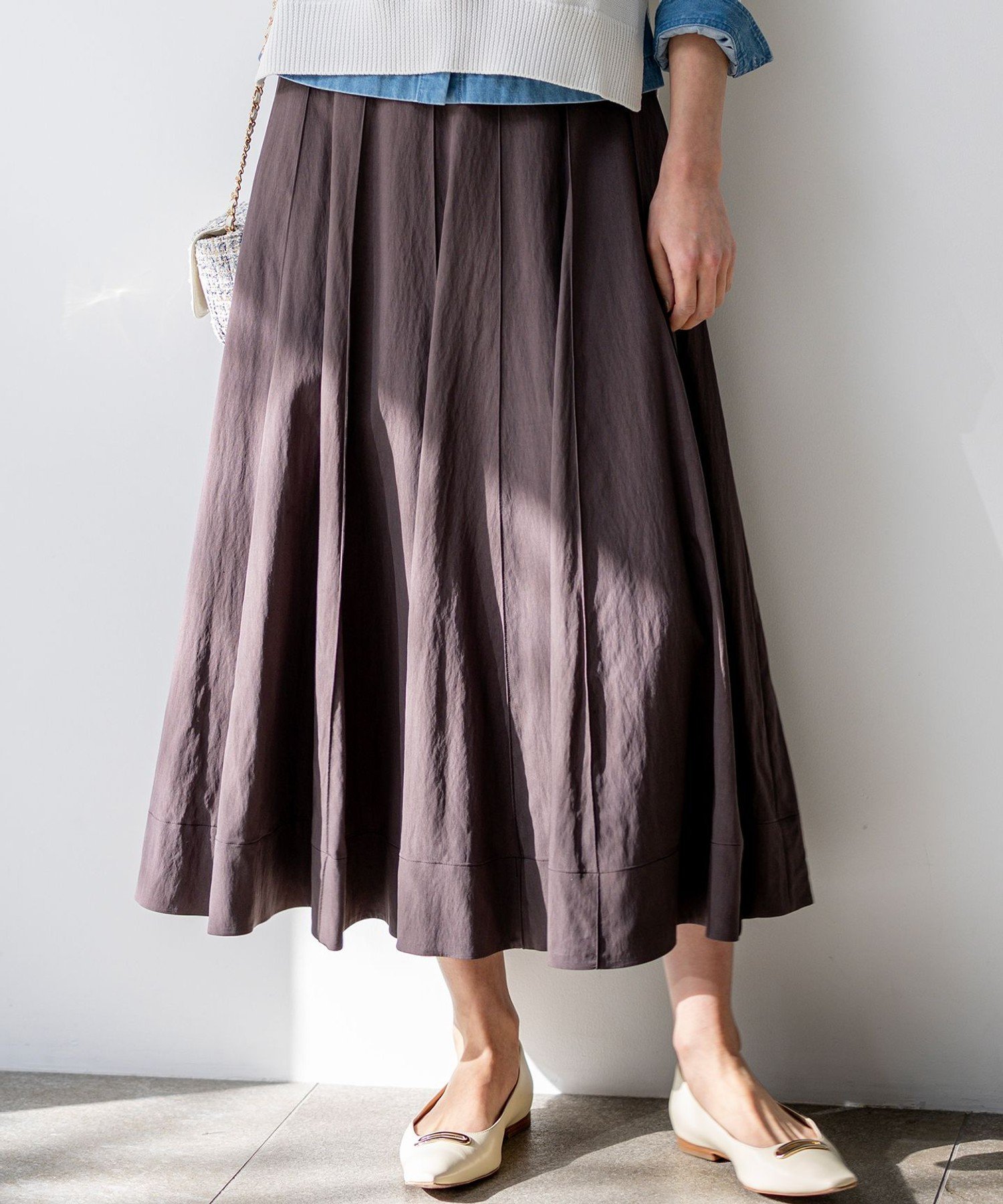 【SALE／20%OFF】23区 S 【FUDGE掲載】マットライトタフタ フレアスカート ニジュウサンク スカート ロング・マキシスカート ブラック ブラウン ブルー ベージュ【送料無料】 stylife-15498513 Rakuten Fashion サンプル画像3