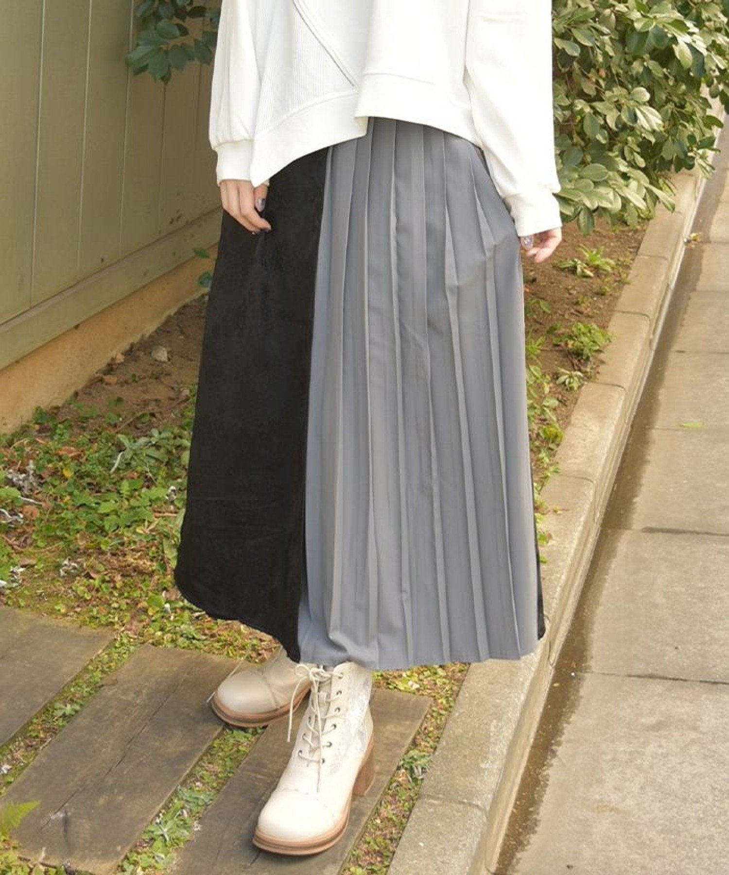異素材切替パンツ アクシーズファム パンツ その他のパンツ グレー