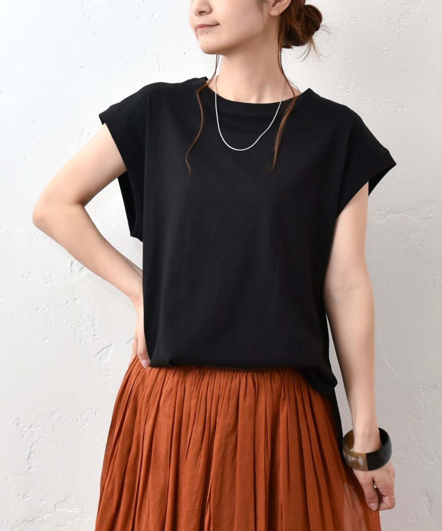 HUMS HUMS｜フレンチスリーブカットソー [[SAT-0048]][C] ハグハグ トップス カットソー・Tシャツ ブラック ブラウン ホワイト