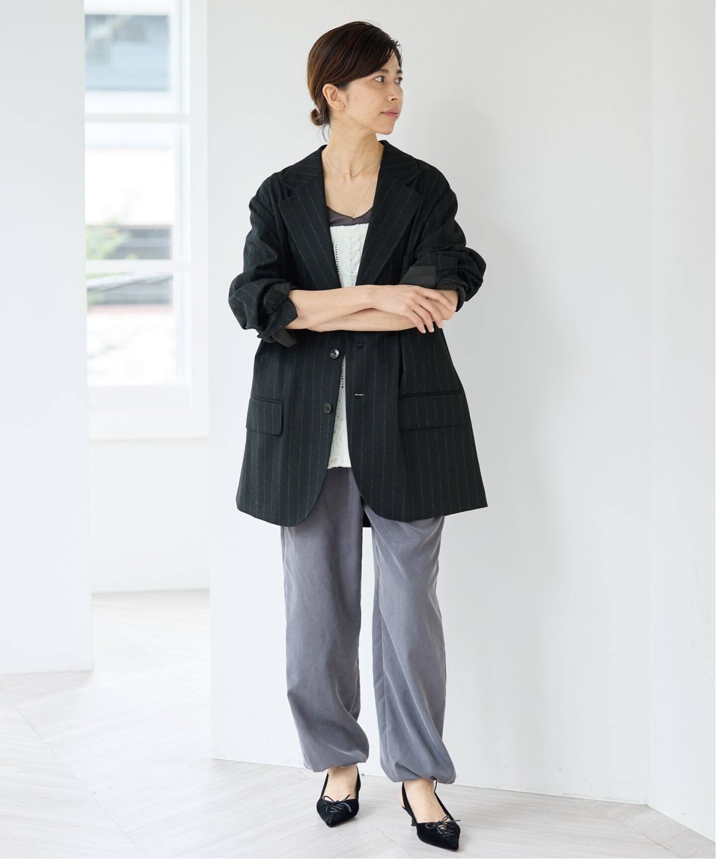 IENA 《予約》COUTURE D'ADAM/クチュールドアダム 別注 CashmereBlendStripe JK 26AW-013 イエナ ジャケット・アウター その他のジャケット・アウター ブラック