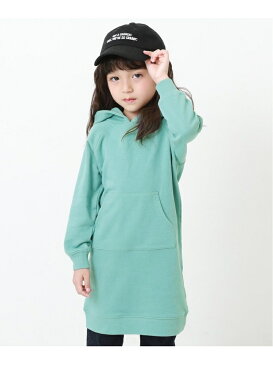 【SALE／20%OFF】devirock 無地スウェットパーカーワンピース 長袖 デビロック 子供服 キッズ デビロック ワンピース 長袖ワンピース グリーン ピンク ブラック ブルー ブラウン パープル グレー