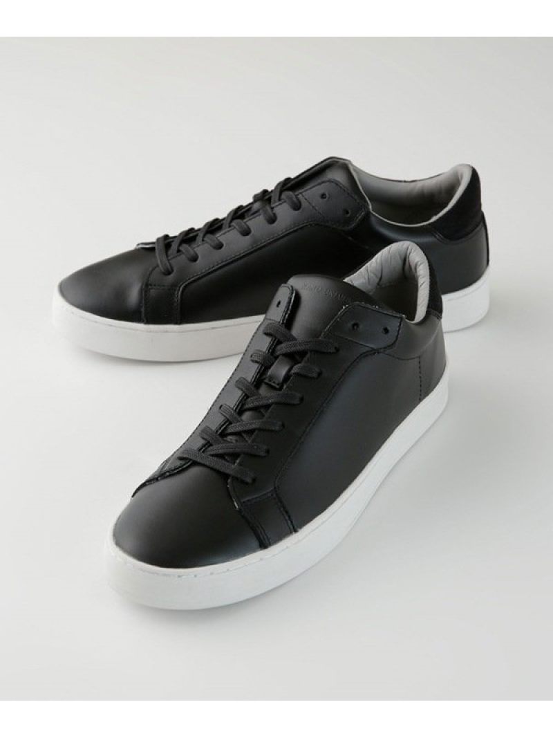 【SALE／50%OFF】NANO universe ダメリーノ レザースニーカー ナノユニバース シューズ・靴 スニーカー ブラック ホワイト【送料無料】のサムネイル