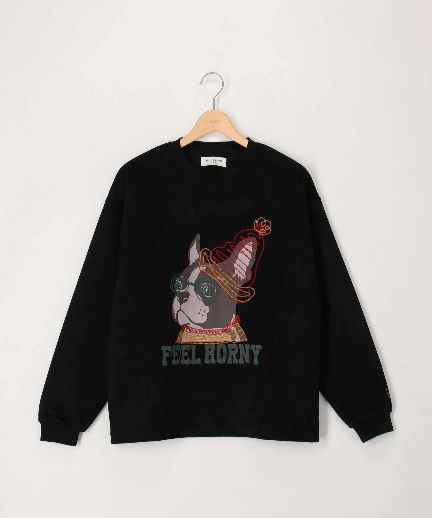 【SALE／40%OFF】NOLLEY'S LIGHT スウェードポンチ フレブル柄 ロングスリーブT ノーリーズ トップス カットソー・Tシャツ ベージュ ブラック【送料無料】