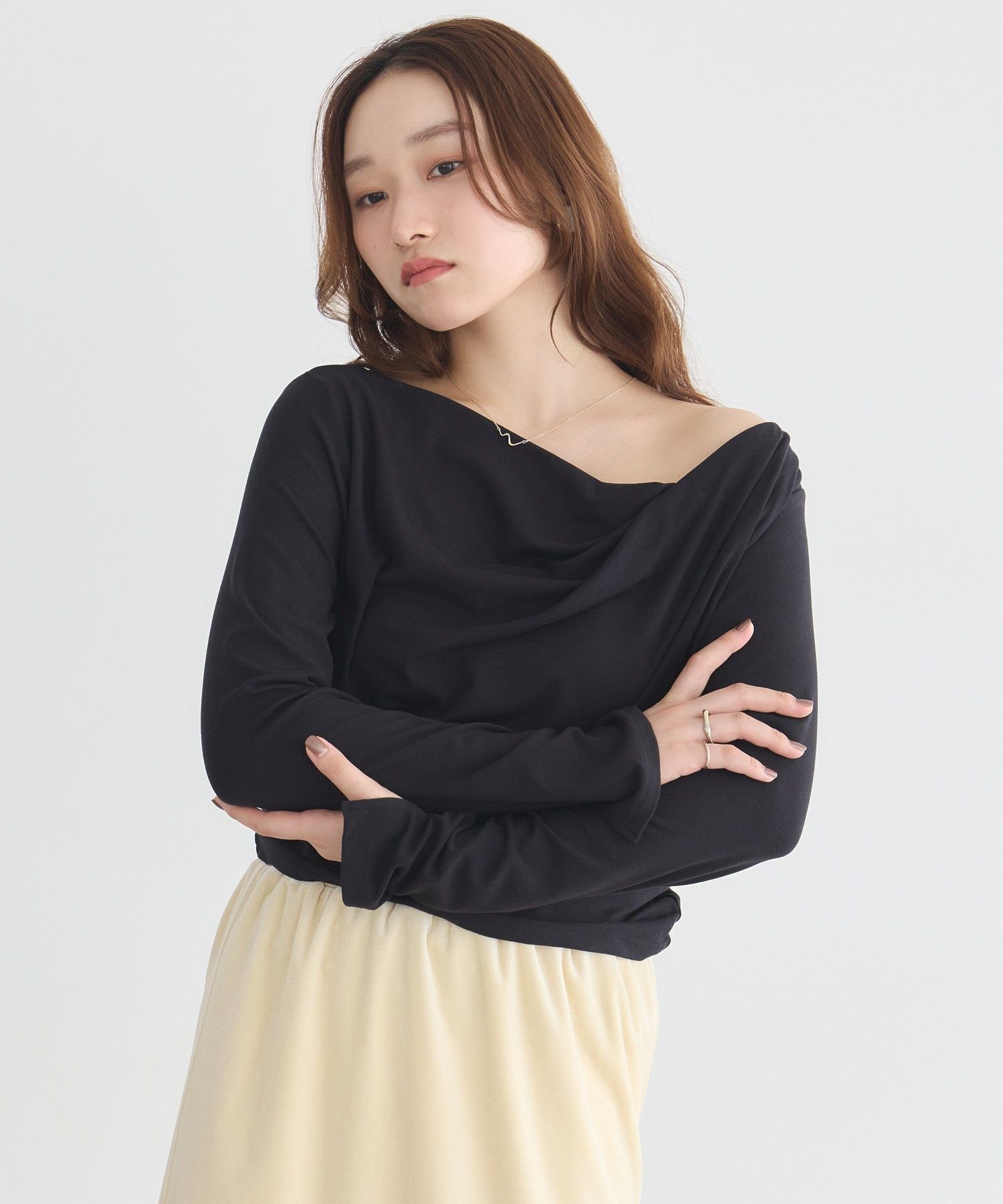 アソートドレーププルオーバー アースミュージック&エコロジー トップス カットソー・Tシャツ グレー ブラック ピンク