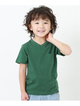 【SALE/20%OFF】devirock 無地VネックTシャツ 半袖 半そで デビロック 子供服 キッズ デビロック カットソー Tシャツ ベージュ ブルー カーキ グレー ブラック ホワイト グリーン