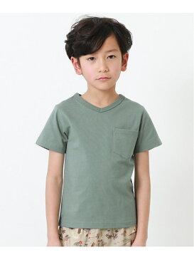 【SALE/20%OFF】devirock 無地VネックTシャツ 半袖 半そで デビロック 子供服 キッズ デビロック カットソー Tシャツ ベージュ ブルー カーキ グレー ブラック ホワイト グリーン