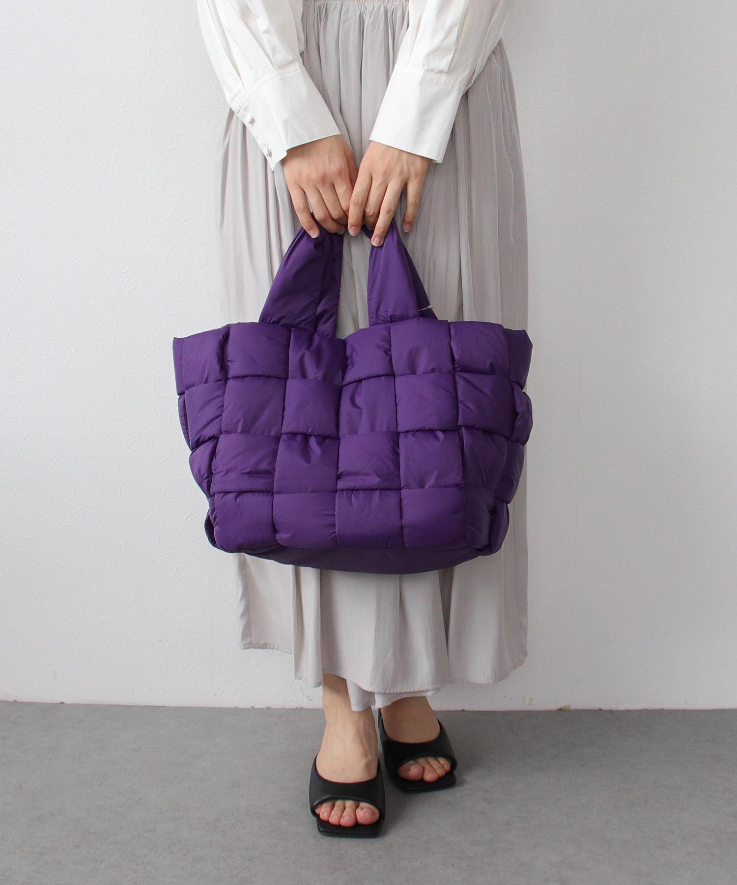 Three Four Time Three Four Time/ナイロンメッシュトート スリーフォータイム バッグ トートバッグ パープル ブラック ブルー【送料無料】のサムネイル