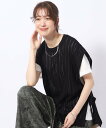 SHOO・LA・RUE 【2点セット】大人の抜け感 透かし編みベスト+インナーTシャツ シューラルー トップス アンサンブル ベージュ イエロー ブラック