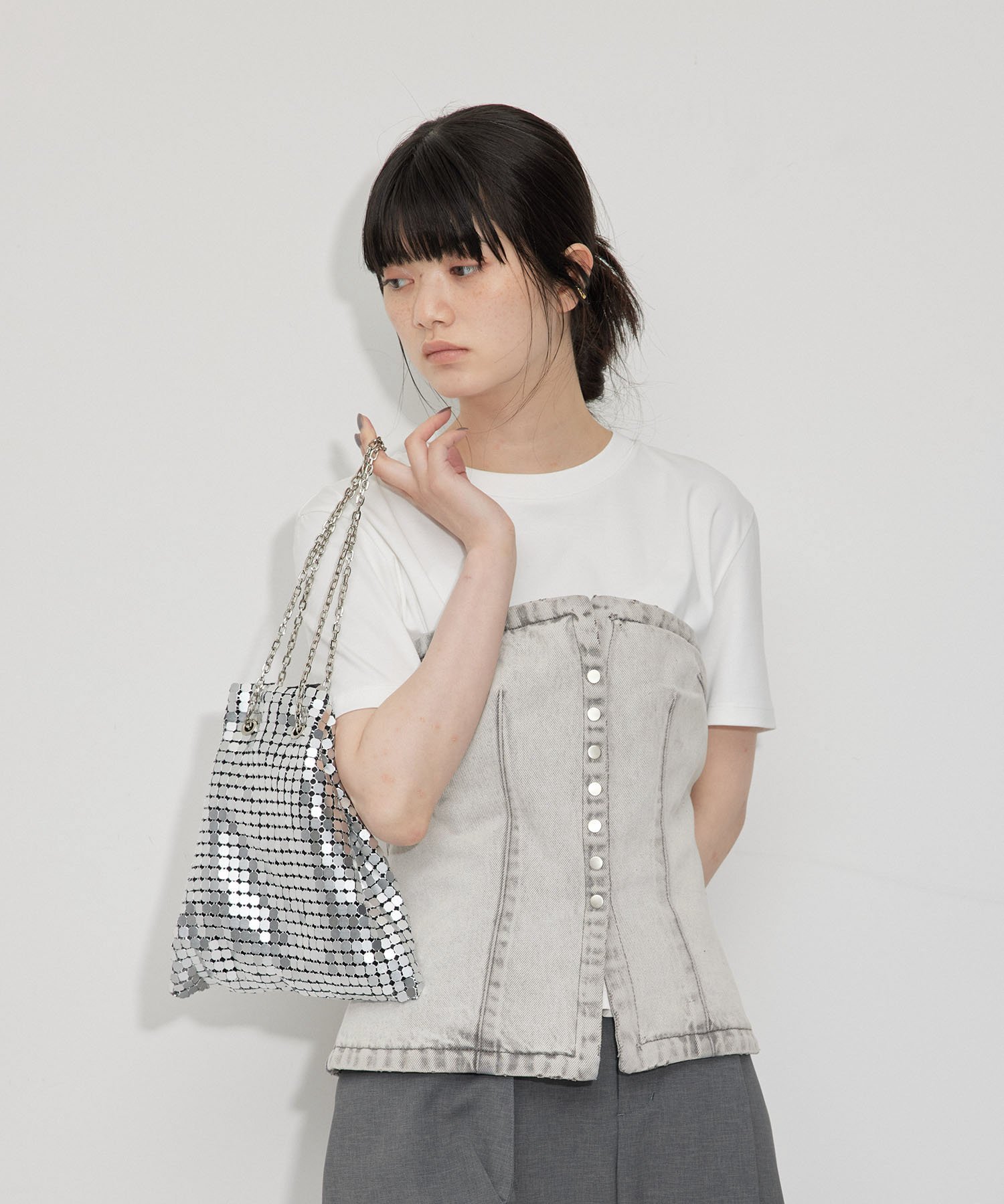 ADAM ET ROPE' FEMME 【環境配慮・セットアップ対応】デニムビスチェ アダムエロペ トップス その他のトップス ブラック ブルー【送料無料】