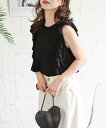 La-gemme サイドフリルニットトップス ラジュール トップス ノースリーブ・タンクトップ ホワイト ピンク ベージュ ブラック【送料無料】
