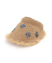 pur chouchou pur chouchou/(W)花 刺繍 麦わら帽子 サンバイザー ミニョントレフル ルームヨンマルサンセレクティッド 帽子 サンバイザー ブラウン ベージュ