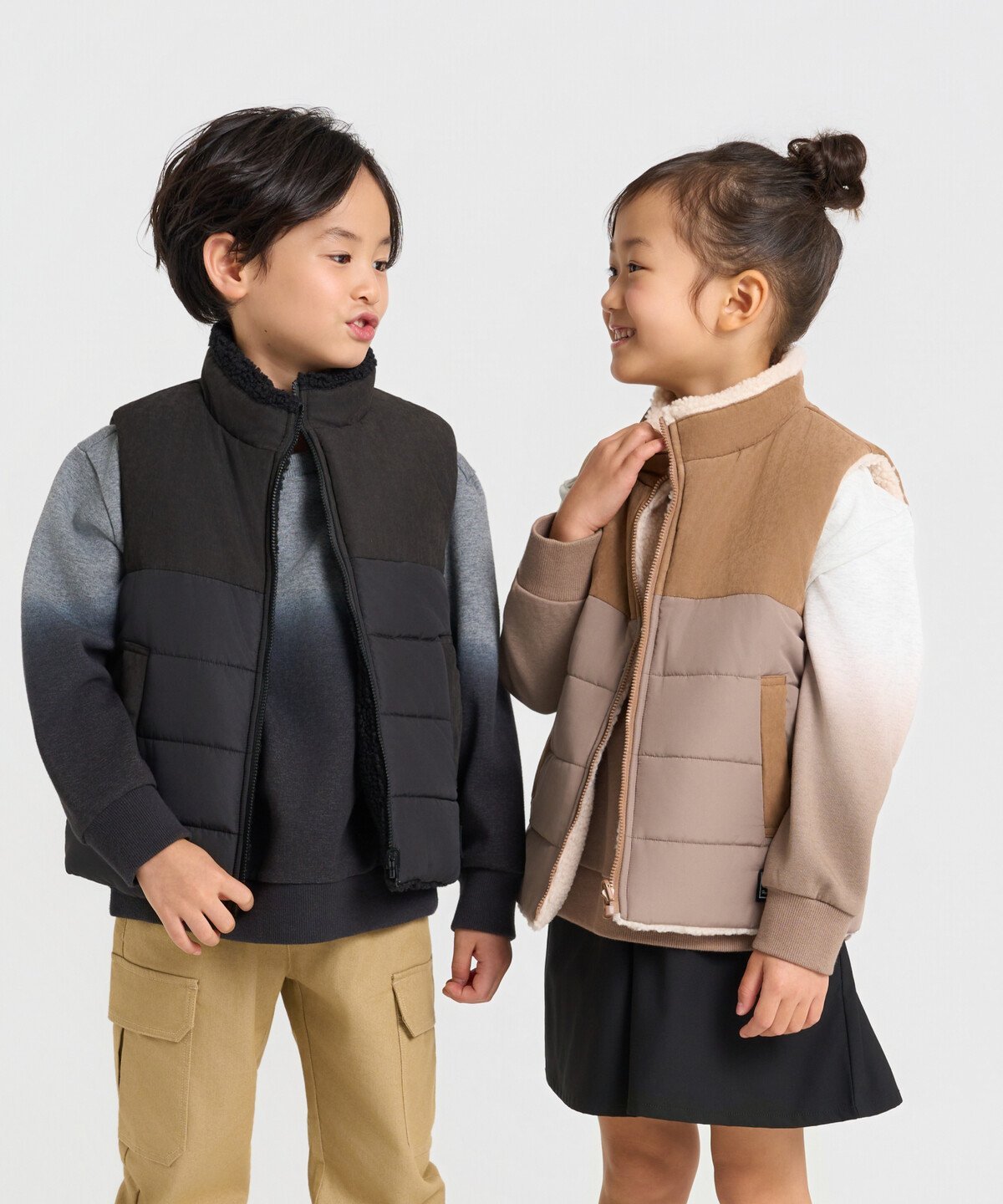 COMME CA ISM 【リバーシブル】中綿ベスト コムサイズム トップス ベスト・ジレ ブラック ブラウン【送料無料】 3