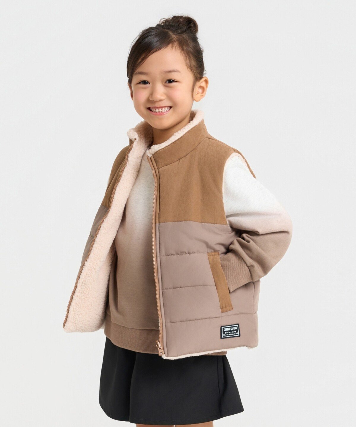 COMME CA ISM 【リバーシブル】中綿ベスト コムサイズム トップス ベスト・ジレ ブラック ブラウン【送料無料】 2