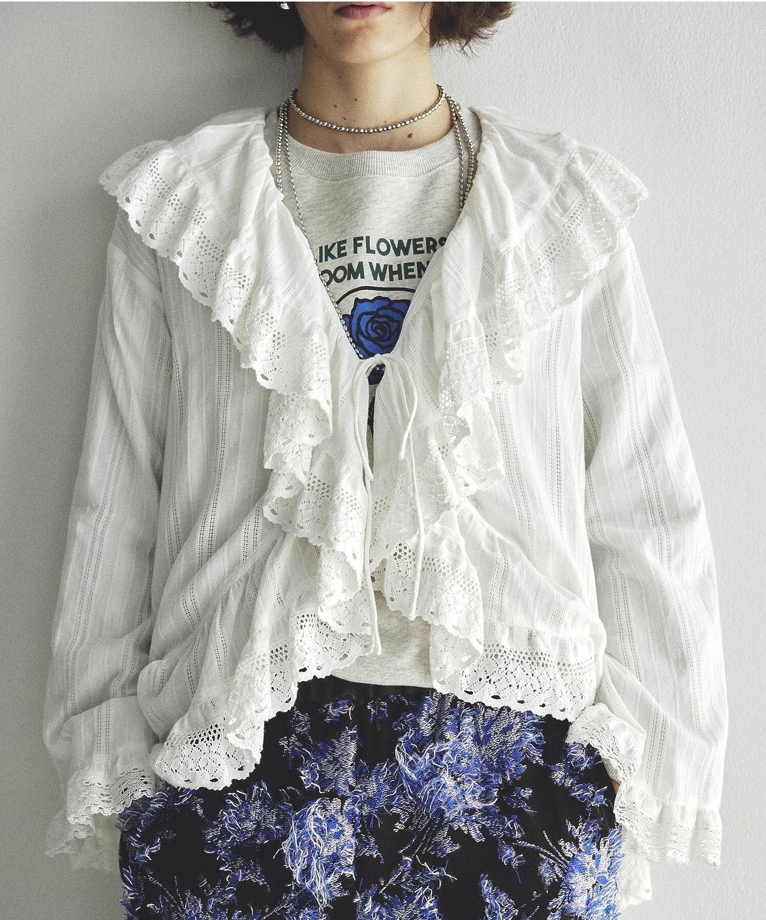 ROSE BUD FRILL COLLAR BLOUSE ローズバッド トップス シャツ・ブラウス ホワイト ブラック