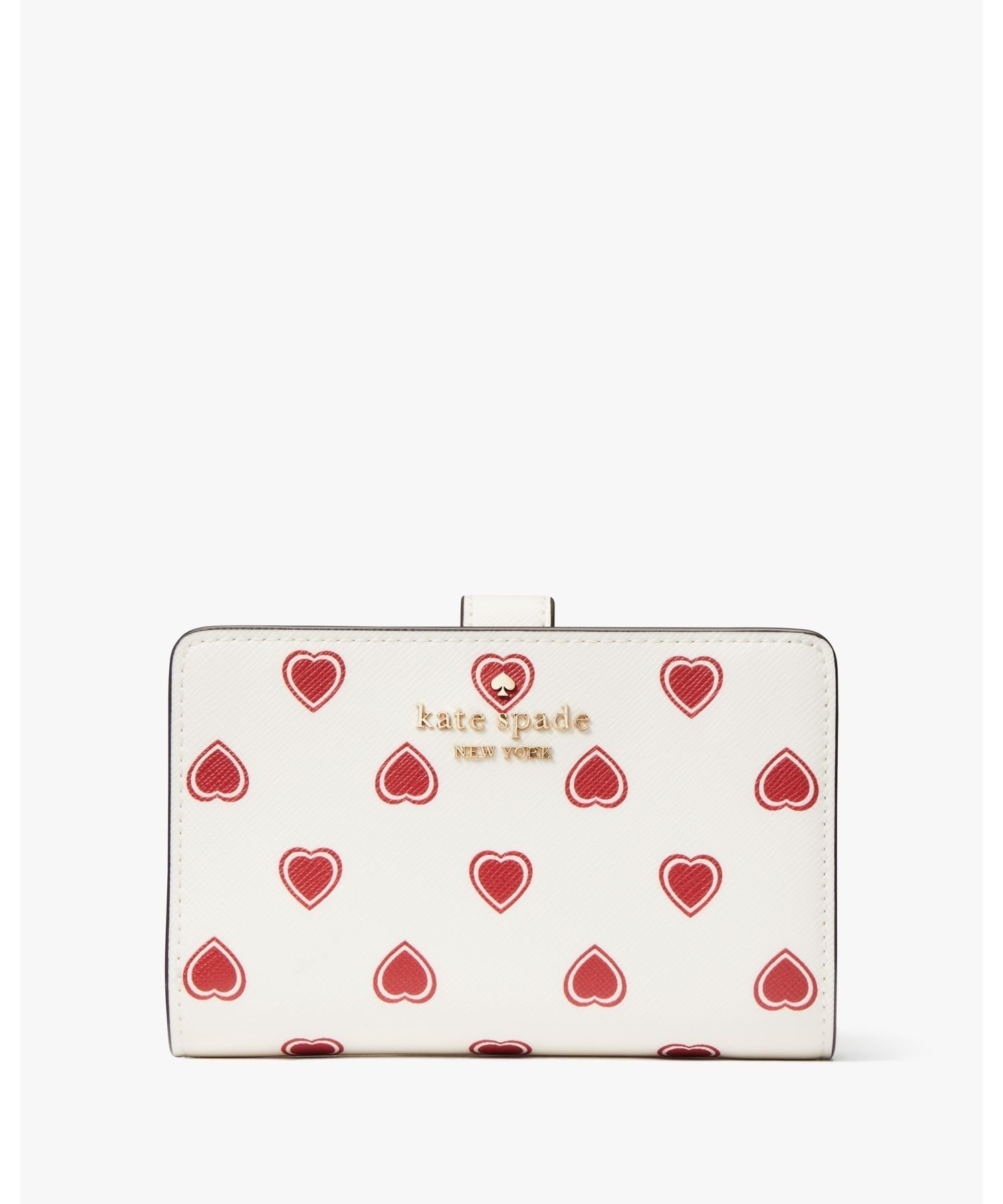 ケイトスペード ポーチ（レディース） 【SALE／70%OFF】kate spade new york マディソン ハートフェルト ジオ プリント ボックス ミディアム コンパクト バイフォールド ウォレット ケイトスペードニューヨーク 財布・ポーチ・ケース 財布【送料無料】