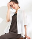 【SALE/10%OFF】SHOO・LA・RUE シルエット変化を楽しめる シアーチェックドロストシャツ シューラルー トップス シャツ・ブラウス グリーン ブラック ホワイト