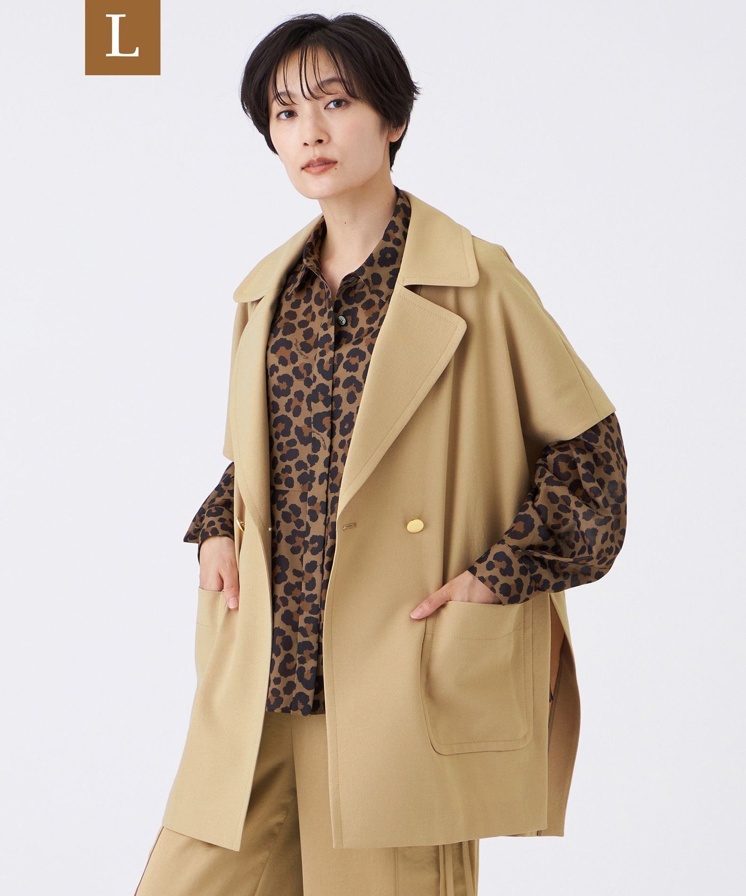 EVEX by KRIZIA 【L】【防しわ】【イージーケア】【マシンウォッシャブル】オータムタンブラーポンチョ..