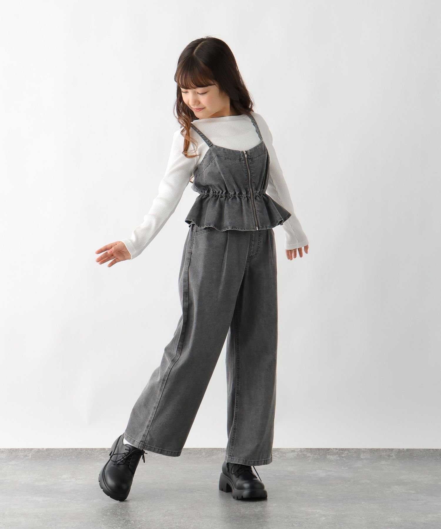 GLOBAL WORK トクトク3デニムセット*ロンT/キッズ/606702 グローバルワーク オールインワン・オーバーオール オールインワン・つなぎ ブラック【送料無料】 3