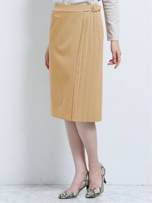 【SALE/87%OFF】m.f.editorial ダブルクロス サイドプリーツスカート キャメル(セットアップ可能) レディース スーツ スカート ビジネス カジュアル 仕事 通勤 セットアップ タカキュー スーツ・フォーマル スーツスカート ブラウン