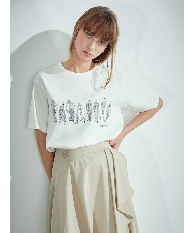 Aquascutum WHITE LABEL Ucaコラボ LONDON Tシャツ アクアスキュータム トップス カットソー・Tシャツ ホワイト ネイビー ベージュ【送料無料】