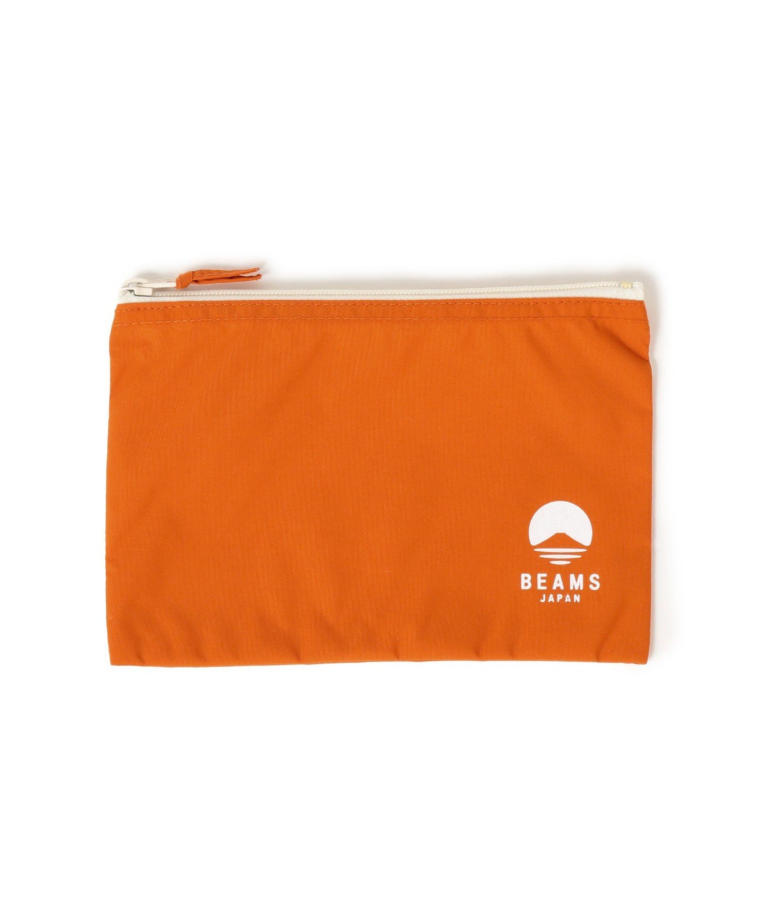 BEAMS JAPAN ロゴ フラットポーチ L ビームス ジャパン 財布・ポーチ・ケース その他の財布・ポーチ・ケース ブラック ベージュ オレンジ