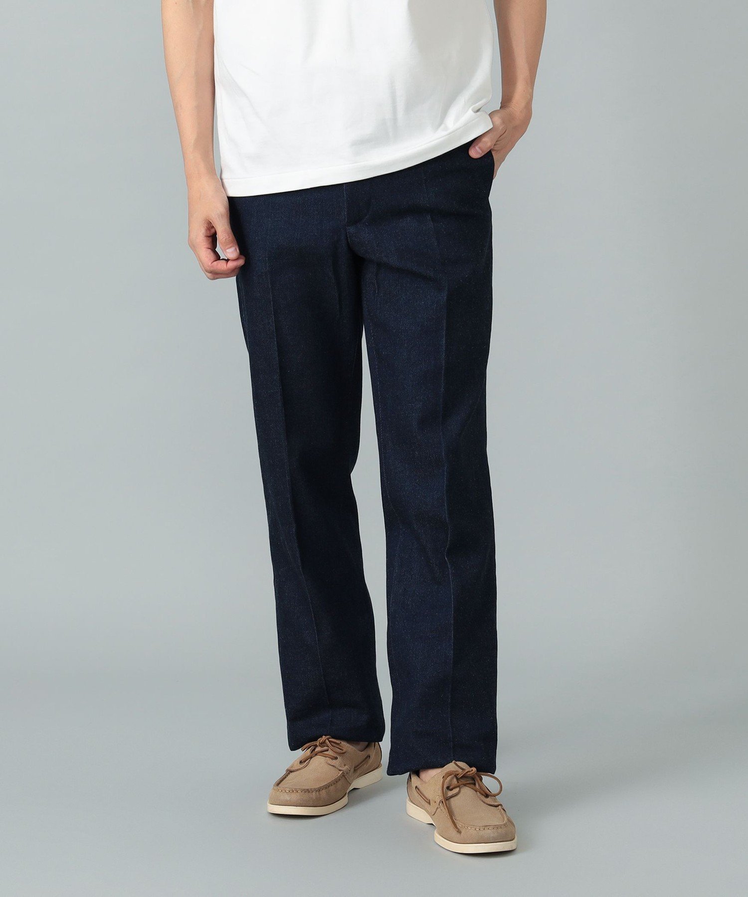 【別注】ORTELO / シューカット ノープリーツ デニム スラックス ビームス メン パンツ その他のパンツ ブラック ブルー
