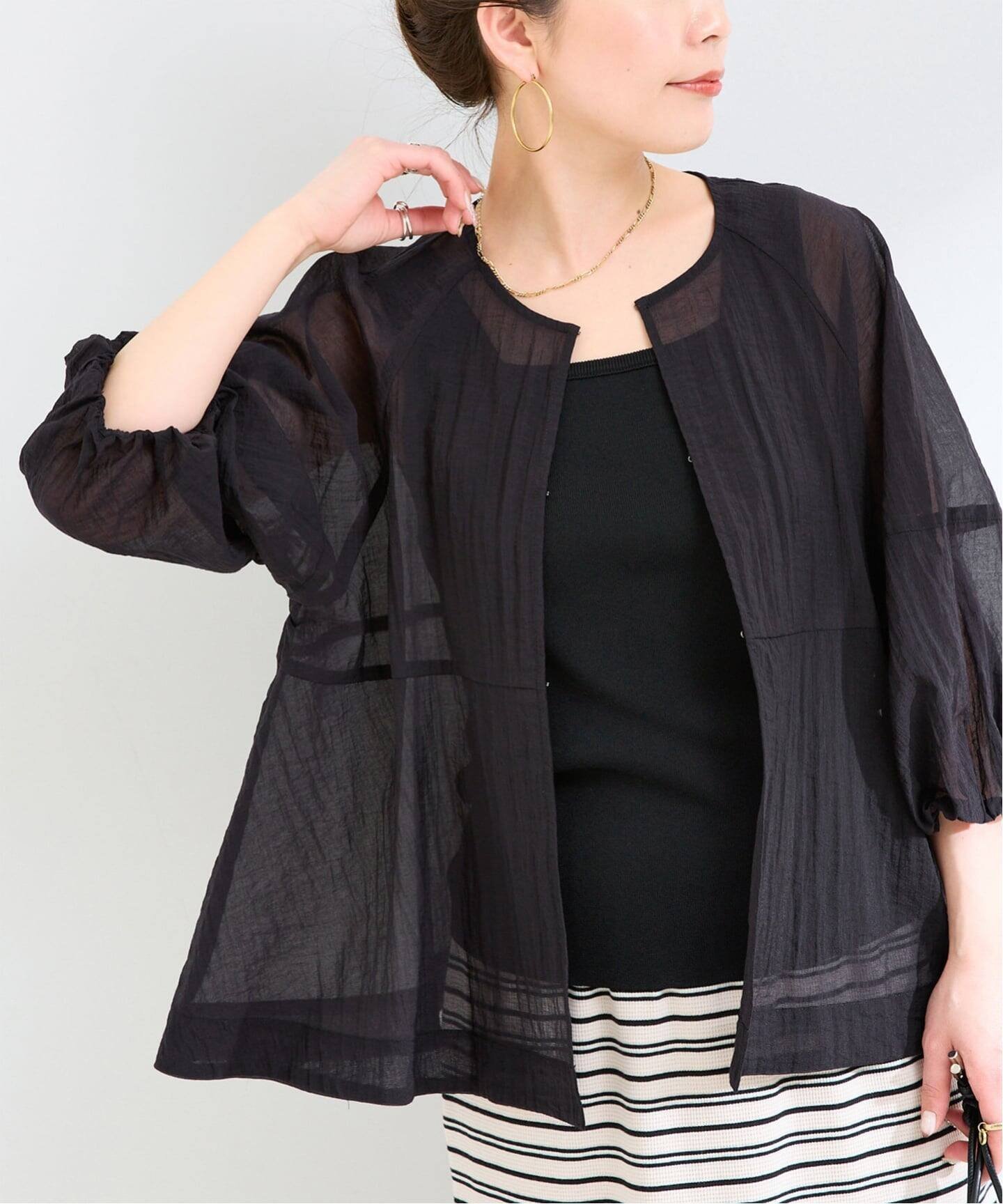 【SALE／30%OFF】B.C STOCK 手洗い可 / R/NY ボリュームブラウス ベーセーストック トップス シャツ・ブラウス ブラック ベージュ パープル【送料無料】