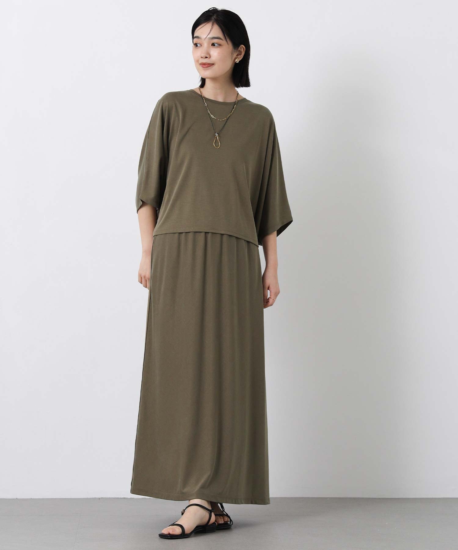 Gready Brilliant/(W)2_ECOカットドルマン5ブ グレディブリリアン トップス カットソー・Tシャツ ブラウン ネイビー