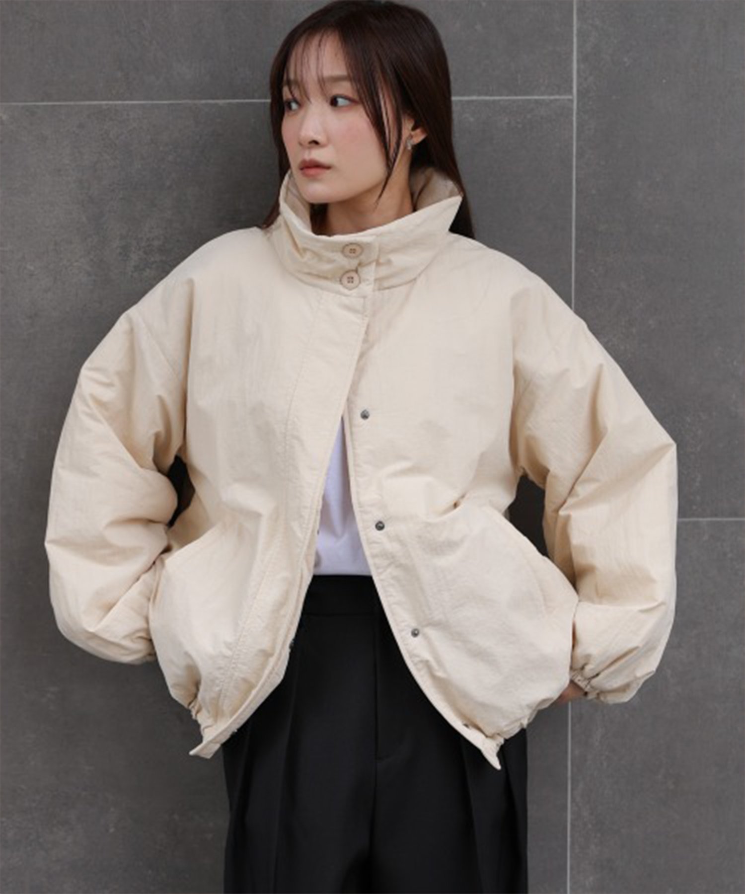 Down Coat - 【SALE／19%OFF】Bab ハイネック中綿ブルゾン バブ / ブージュルード ジャケット・アウター ダウンジャケット・ダウンベスト ブラック ホワイト【送料無料】