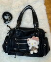 Sibra 2wayレザーテイストポケットデザインショルダーバッグ ディアベル バッグ ショルダーバッグ ブラック