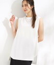 SHOO・LA・RUE 【汗ジミ軽減/ひんやり/UV】大人のヘルシーな着こなしに タックノースリーブチュニック シューラルー ワンピース・ドレス チュニック ブルー ブラック ホワイト