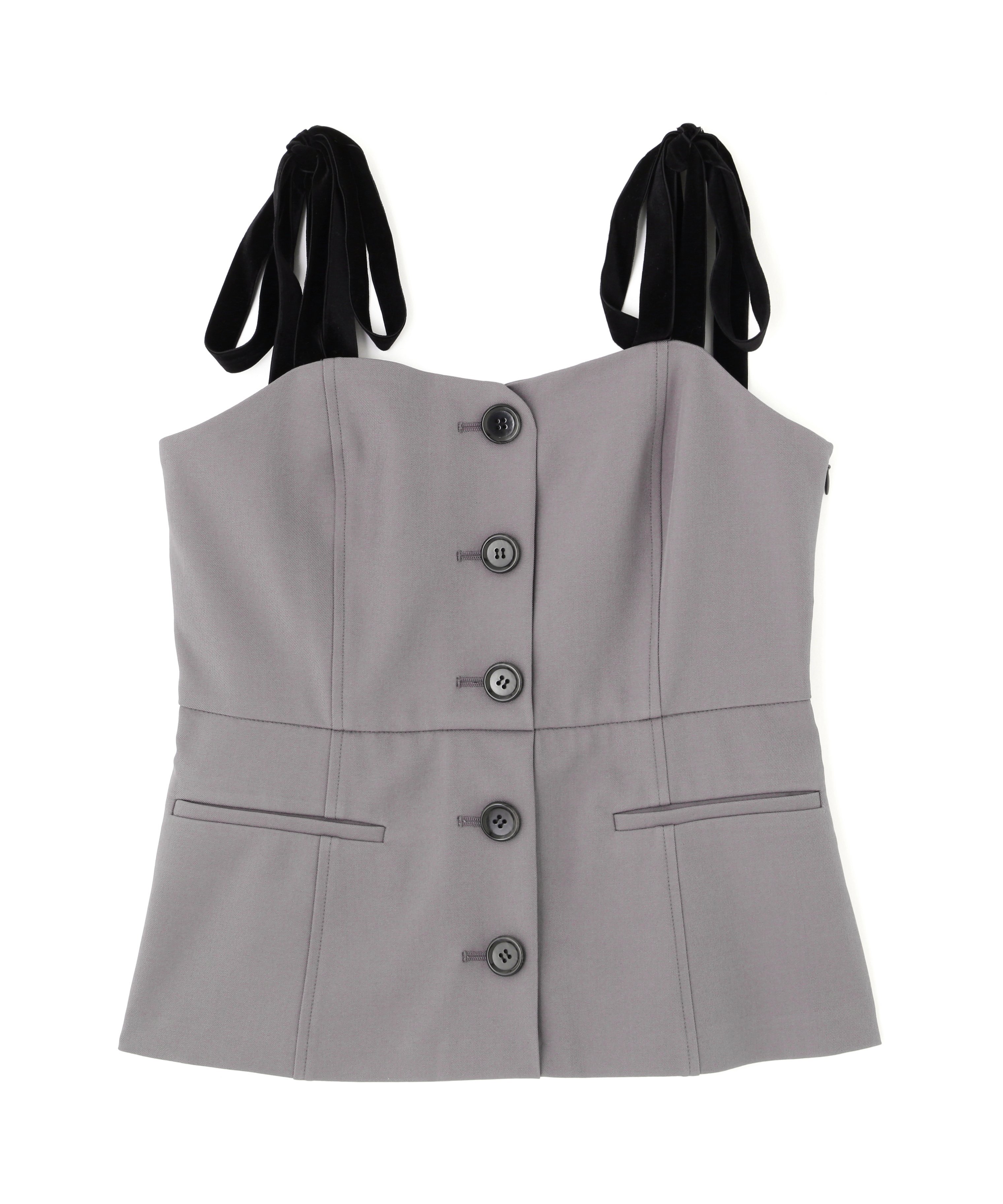 JILL by JILL STUART ＜セットアップ対応＞ベーシックツイルベロアリボンビスチェ ジル バイ ジル スチュアート トップス シャツ・ブラウス ブラウン グレー
