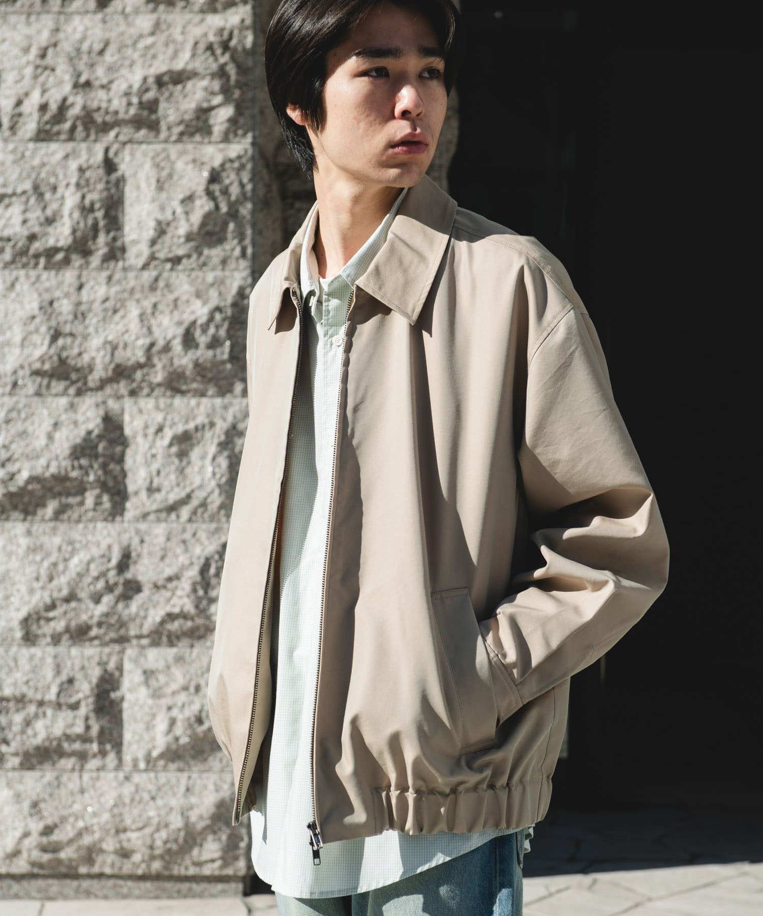 【SALE／10%OFF】URBAN RESEARCH DOORS ヘムシャーリング フルジップ ブルゾン アーバンリサーチドアーズ ジャケット・アウター ブルゾン・ジャンパー ベージュ ネイビー【送料無料】
