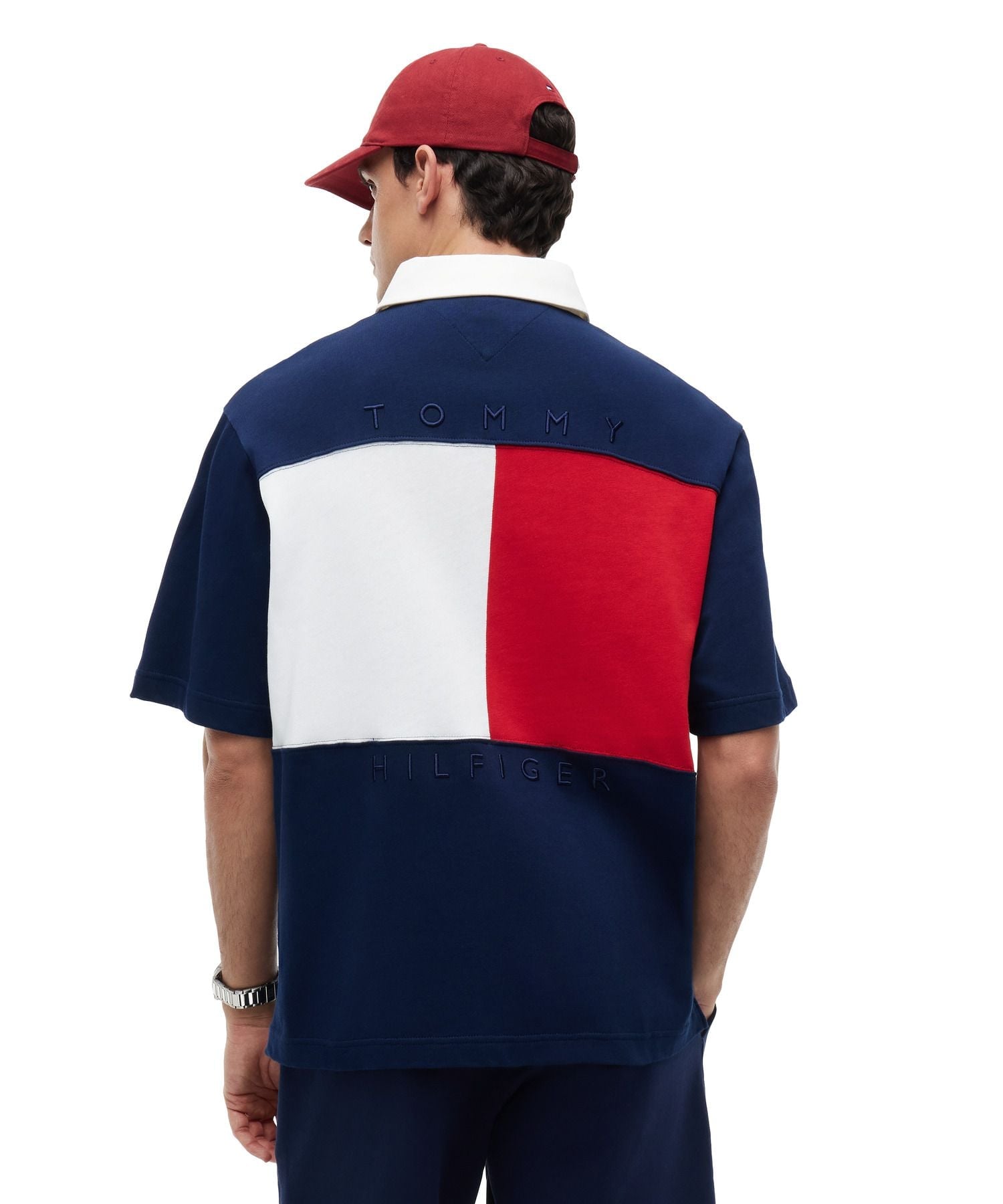 TOMMY HILFIGER ビッグフラッグリラックスポロ トミーヒルフィガー トップス ポロシャツ ネイビー【送料無料】