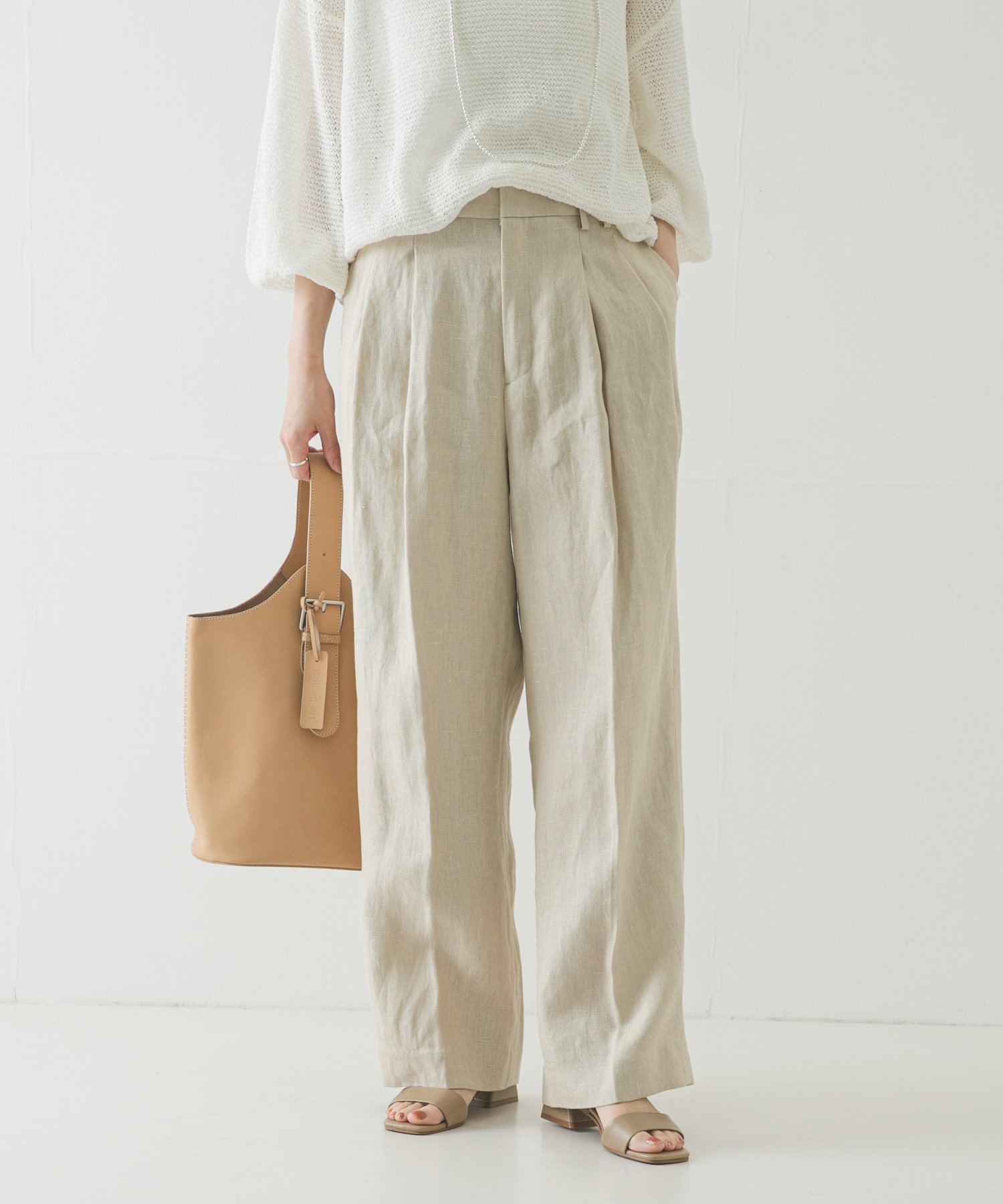 【SALE／60%OFF】URBAN RESEARCH オックスリネンストレートパンツ アーバンリサーチ パンツ その他のパンツ ベージュ ピンク【送料無料】