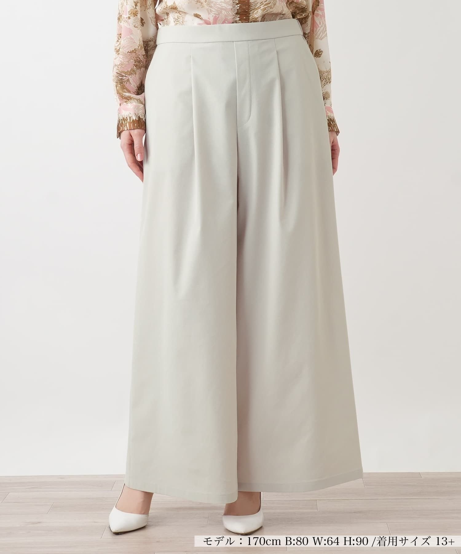Leilian PLUS HOUSE タックワイドパンツ【BOURGE】 レリアン プラスハウス パンツ その他のパンツ ネイビー ベージュ